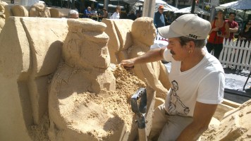 Tutti sculpting a portrait.