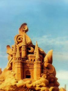 Large detailed sand castle.