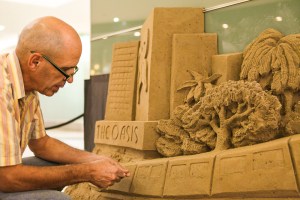 Mini building and forest scene.